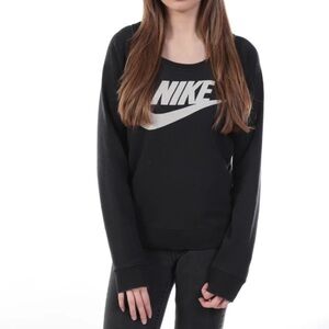 Nike Sportswear Club Fleece Crewneck Sweatshirt Black Womans Medium